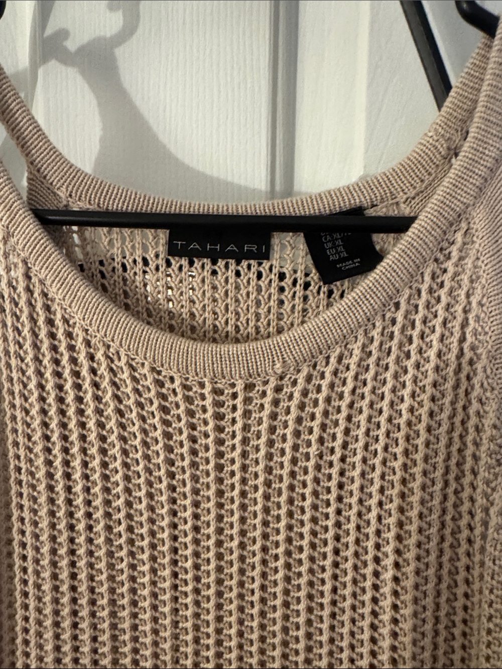 Tahari Beige Open-Knit Sleeveless Maxi Dress - Picture 2 of 3